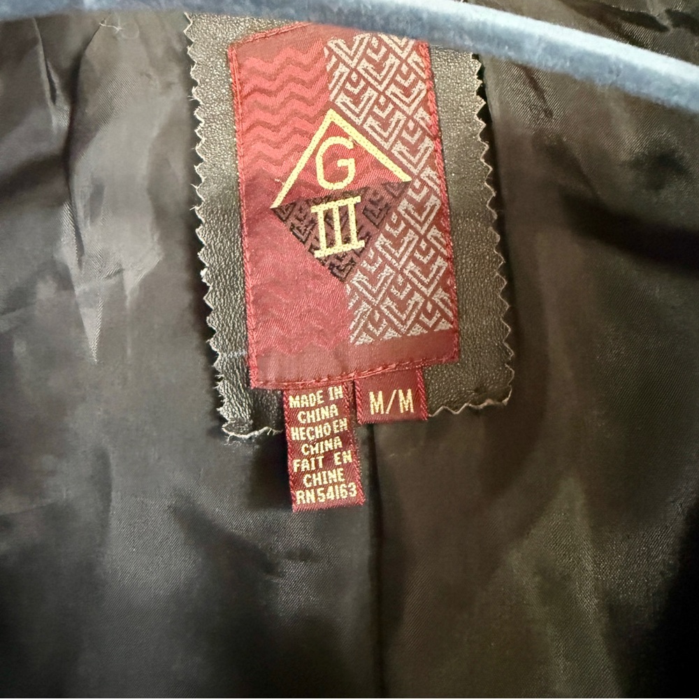 Vintage Black Leather Jacket with Gold Accents - Picture 8 of 11